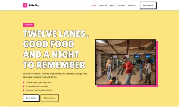 Website for bowling alley