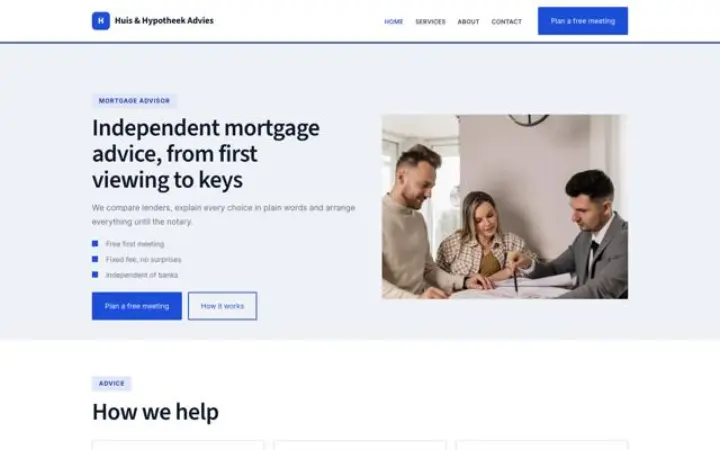 Website for mortgage advisor
