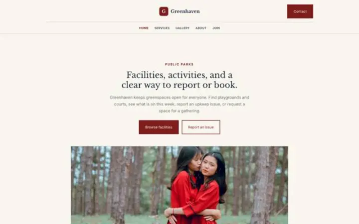 Website for park