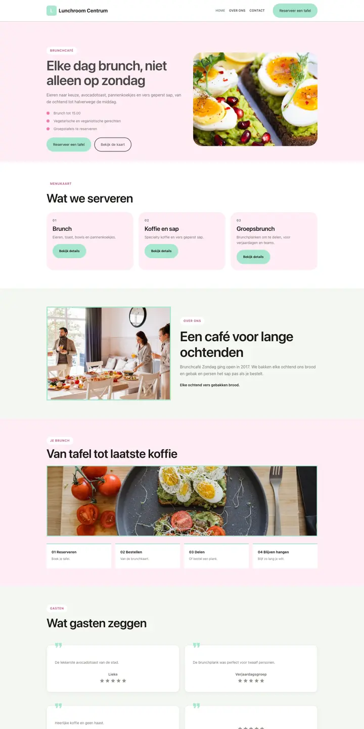 Example of a website for a brunch café