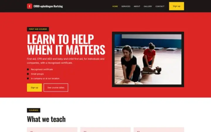 Website for first aid course