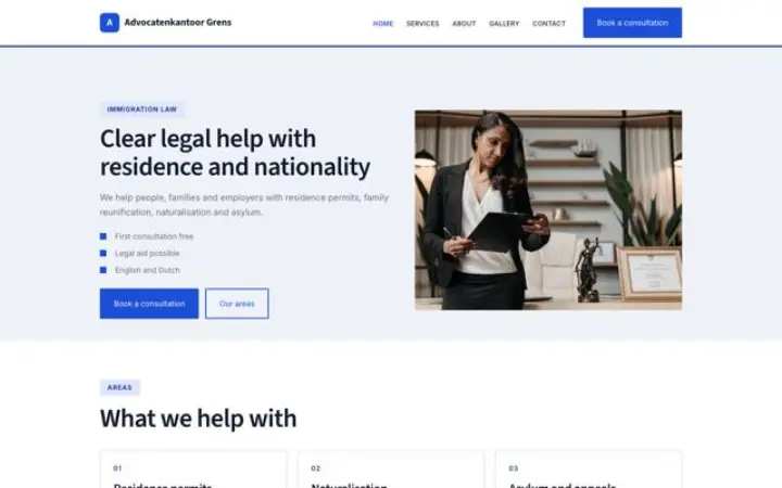 Website for immigration lawyer