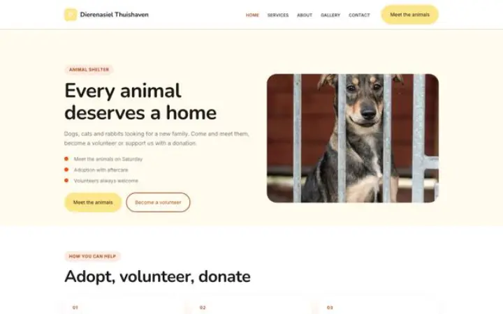 Website for animal shelter
