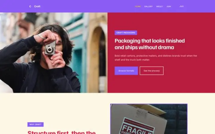 Website for packaging
