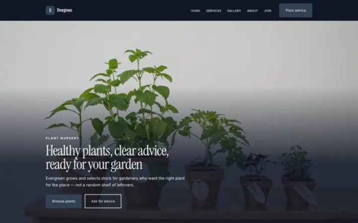 Website for plant nursery