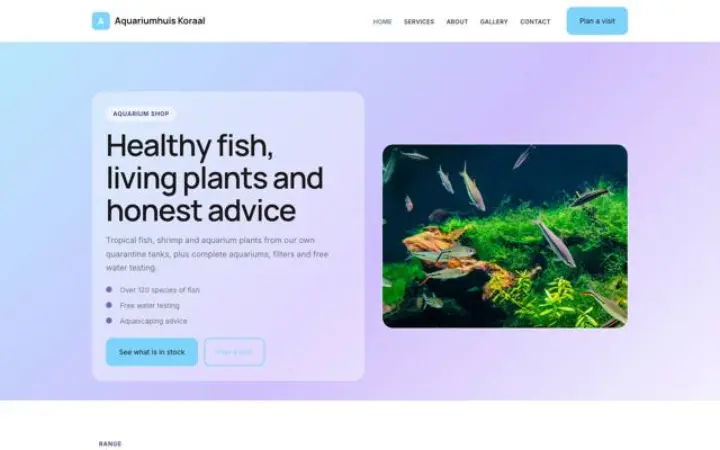 Website for aquarium shop