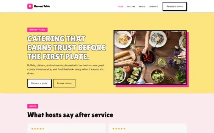 Website for catering